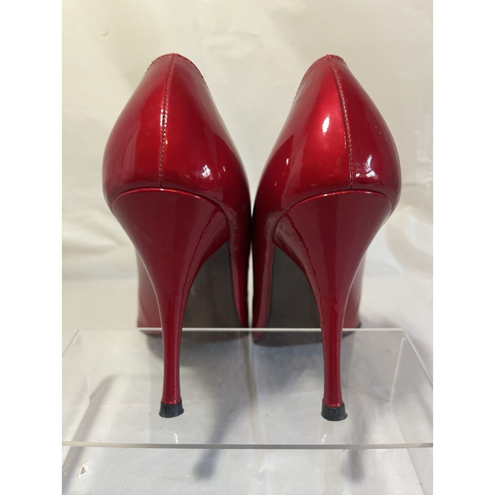 Stuart Weitzman Cherry Red Patent Peep toe Heels 9.5 M - Picture 6 of 14